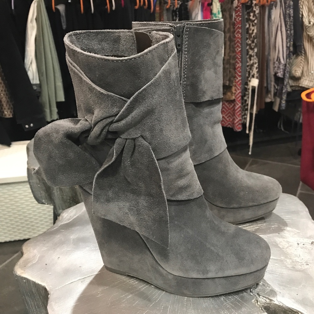 Calvin Klein grey Suede wedge boots